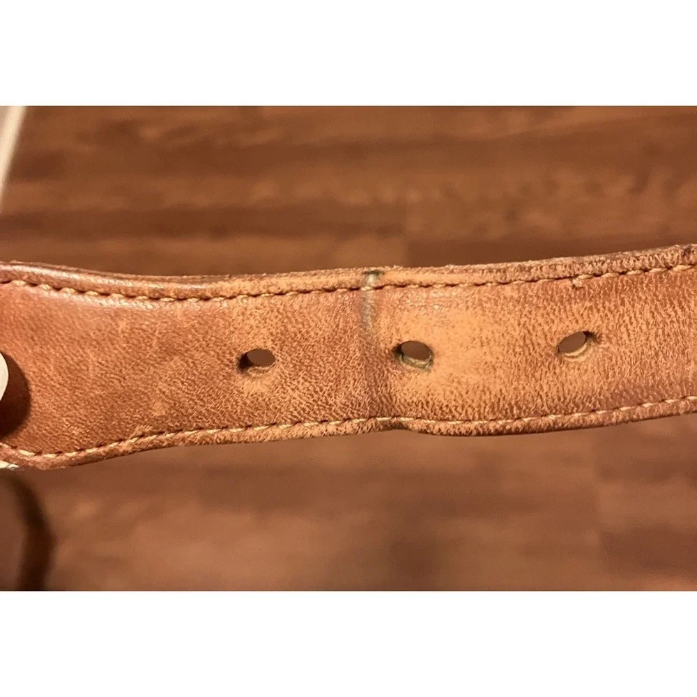 Coach Belt Beige Linen Leather Brass Buckle Sz 36 Surcingle‎ Style 3815